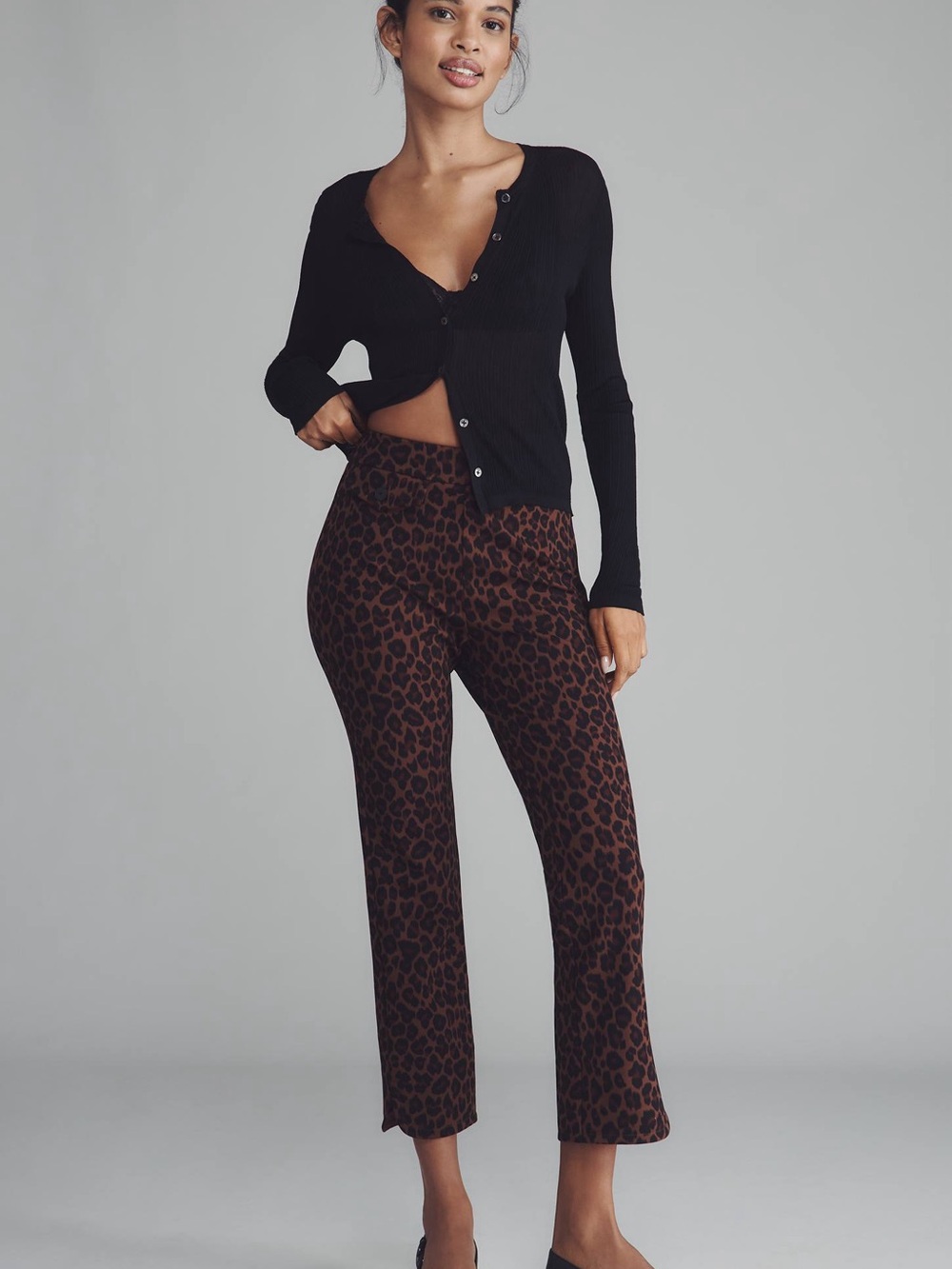 Maeve Brown Leopard Crop Slim Pants Size 4 Petite